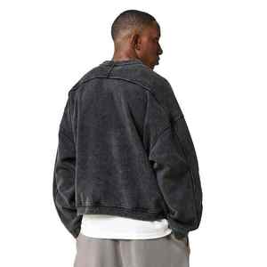 Sweat-shirt à col rond personnalisé à manches régulières, coupe oversize, 100% coton, personnalisable, noir uni délavé - Product Image 2