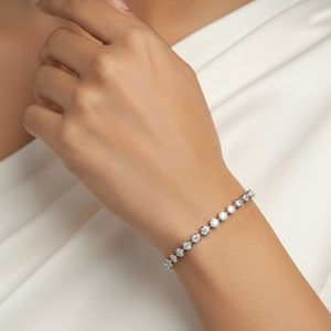 1.091CTW Round Diamond Graduated Tennis Bracelet <b>Gold</b> Lab Grown E-F Color VVS2 Bezel <b>Set</b> Statement Jewelry for Women - Product Image 2