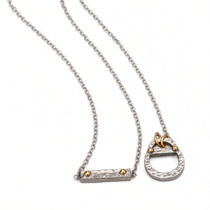Fashion Two Tone Stainless Steel Double Layer <b>Chain</b> Necklace Pendant Stackable Jewelry for Men - Product Image 2