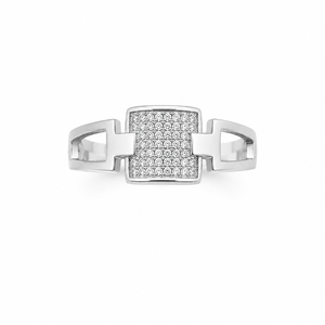 Bague géométrique en argent sterling 925 micro-pavée de zircone cubique pour homme, finition polie, idéale pour les fêtes et mariages - Product Image 2