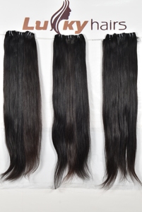 Extensions de cheveux humains indiens lisses de qualité supérieure, noirs naturels, Remy, ondulations souples, entièrement alignées, double trame, soyeuses - Product Image 6