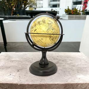 Globo Terráqueo Decorativo Amarillo de la Serie Art Deco, Globo Giratorio de Metal Hecho a Mano para Escritorio y Oficina - Product Image 5