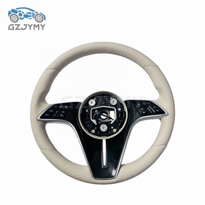 Volant en cuir véritable pour <span class=keywords><strong>Audi</strong></span> Tt Mk2 A6L C8 4K A7 A8 Q7 <span class=keywords><strong>Q8</strong></span> - Volant à rayons cousu <span class=keywords><strong>beige</strong></span> - Product Image 3