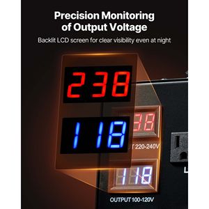 Convertitore Automatico Trasformatore di Potenza per Carichi Pesanti 6000VA da 110V a 220V/da 220V a 110V 3 Prese USA per Adattatori da Viaggio - Product Image 5
