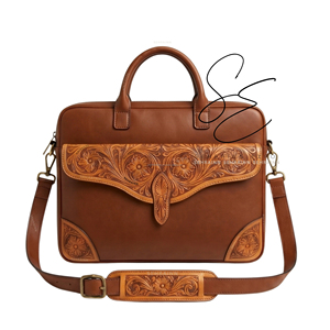Maletín de Cuero de Alta Calidad 2026 con Diseño Floral, Bolsa para Portátil con Correa Ajustable, Bolsos de Mensajero Unisex para Negocios y Trabajo - Product Image 1