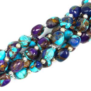 Cuentas de Turquesa Azul Mohave en Forma de Pepita 6x8 8x10mm, Cuentas de Piedra Preciosa de Turquesa Natural Lisa, Hilo de 8 Pulgadas para Fabricación de Joyas al por Mayor - Product Image 4