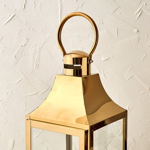 Modern <b>Gold</b> Metal Glass Candle <b>Lantern</b> with <b>Gold</b> Handle Decorative <b>Lantern</b> for Indoor Outdoor Home Wedding table top Decor Gift - Product Image 6