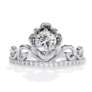 Anillo de Compromiso con Diamante Cultivado en Laboratorio de Corte Brillante Redondo de 0.5ct, con Piedras Laterales Finas, Oro Sólido de 10K, 14K, 18K, Certificado IGI - Product Image 5