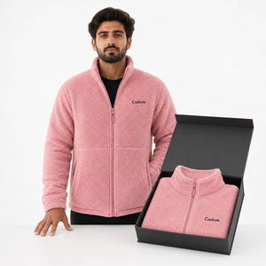 Men's Customized Casual Wear Branding OEM Manufacturing Fashion Men's Sherpa <b>Jacket</b> Heavyweight Fleece <b>Waterproof</b> Quarter - Product Image 5