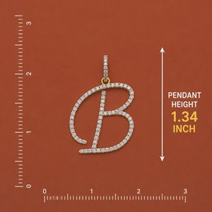 Colgante Personalizado de Plata de Ley 925 con Letra Inicial B en Cursiva, con Incrustaciones de Diamantes Moissanite - Product Image 3
