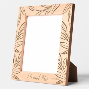 Cadre photo en bois personnalisé en gros, design feuille sculptée, cadre photo de bureau, cadeau personnalisé pour couple, cadre photo de décoration intérieure - Product Image 1