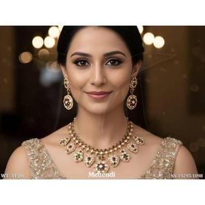 Traditional Ethnic <b>Necklace</b> Set for Women Elegant Bridal Wedding Jewelry <b>Statement</b> Design Gold Tone Festive And Party Wear - Product Image 3