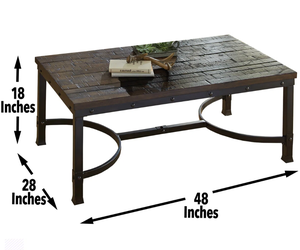 Table basse rectangulaire vintage en métal, meuble de décoration pour la maison - Product Image 3