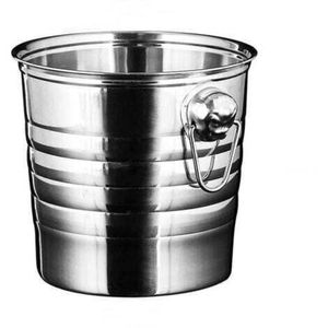 Enfriador de Vino Moderno de Acero Inoxidable con Acabado Plateado, Cubitera Metálica para Champán con Asa para Bar, Enfriador de Cerveza de Sobremesa - Product Image 5