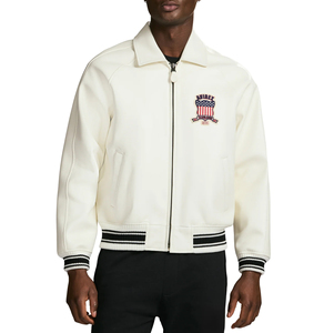 Veste ICON JACKET 2026 en cuir véritable de haute qualité, veste Avirex pour homme, couleur blanche, design personnalisé, veste en cuir Avirex pour homme, fabrication américaine - Product Image 1