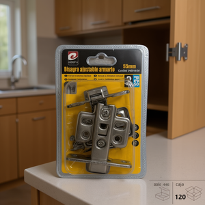 Bisagra de cocina ajustable de brazo recto de 4 orificios, niquelada, grande, 6/U, y accesorios - Product Image 3