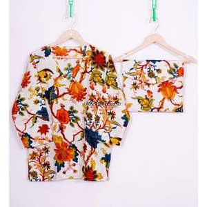 ชุดนอนผ้าฝ้ายแท้ 100% พิมพ์ลายดอกไม้ คอวี แขนยาว สวมใส่สบาย ระบายอากาศได้ดี หรูหรา ทำด้วยมือ สำหรับผู้หญิง เหมาะสำหรับฤดูใบไม้ผลิ/ฤดูใบไม้ร่วง ฤดูหนาว หลายสี - Product Image 2