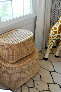 New collection set of 2 pcs scalloped storage <b>basket</b> with lid made in Vietnam wholesale price OEM ODM color - Product Image 4