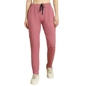 Pantalon de jogging décontracté pour femme, coupe ample, taille haute élastique avec cordon de serrage, jambe fuselée, poches zippées, couleur unie - Product Image 1