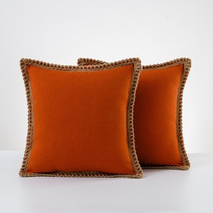 Funda de Almohada Minimalista de Lino de Color Sólido, Cubierta Simple para Asiento de Coche, Tela Transpirable, Accesorio Decorativo para Viajes y Hogar - Product Image 2