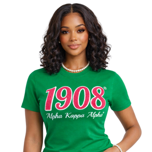 T-shirt en chenille 1908 AKA avec lettres grecques brodées, en coton premium, décontracté, pour sororité - Product Image 4