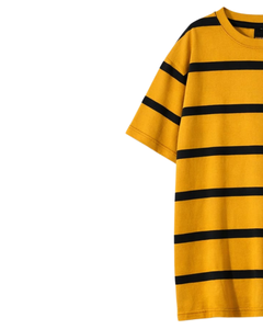 T-shirt personnalisé jaune et noir pour homme, 100 % coton, col rond, manches courtes, décontracté, streetwear d'été, écologique, 220g, fabricant OEM - Product Image 3