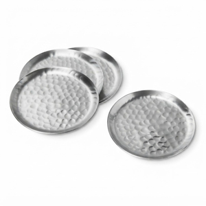 Ensemble de sous-verres de luxe en aluminium avec support, sous-verres ronds gravés pour la maison, les restaurants et les hôtels - Product Image 2