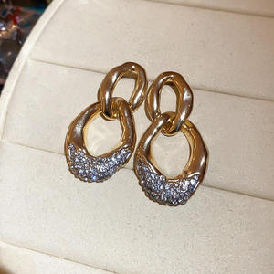 Modernos Pendientes de Diamantes Sintéticos Chapados en Oro de 14K, Unisex, Estilo Vintage, para Uso Diario, Corte Brillante Redondo, Regalo de Joyería - Product Image 1
