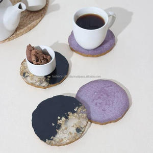 Wholesale New Arrival Multi Colors Agate Round Resin Coasters with Gold <b>Edging</b> By Fashion Craft India Card Suit Design Coaster - Product Image 5