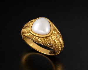925 Silver Pearl <b>Ring</b> 18K Gold Plated Oval Bezel <b>Signet</b> <b>Ring</b> Filigree Unisex Jewelry for <b>Ring</b> Making - Product Image 6
