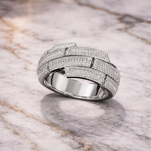 Bague Hip Hop Iced Out avec Diamants Baguette, en Argent Sterling 925, Finition Or 10K 14K, Large Bande Multi-Couches, Style Rappeur - Product Image 5