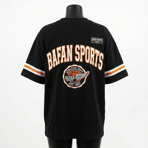 T-shirt oversize premium pour femme, tissu en coton épais 230 GSM, noir orange, streetwear, impression personnalisée du logo - Product Image 2