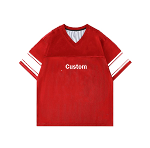 Maillot de football en mesh à col en V et manches courtes pour homme, impression personnalisée, t-shirt décontracté surdimensionné, marron avec rayures blanches - Product Image 6