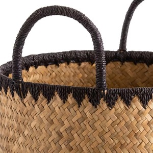 Natural Seagrass <b>Storage</b> <b>Basket</b> With Handles <b>Wicker</b> Boho Handmade <b>Storage</b> <b>Basket</b> Wholesale eco-friendly Made Viet Nam - Product Image 2