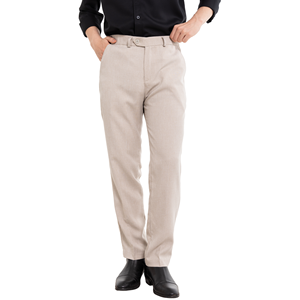 Men's Black Formal Straight Fit Trousers Mid Waist Button Fly Anti-Wrinkle Polyester <b>Wool</b> Blend Autumn Wear - Product Image 2