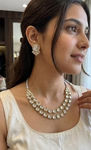 Conjunto de Collar y Pendientes con Diseño de Flor, Chapado en Plata, con Cristales de Coral y Diamantes de Imitación, Estilo Étnico Tradicional, para Mujer, Ideal para Bodas y Fiestas - Product Image 2