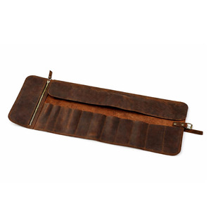 Durable Full Grain Leather <b>Tool</b> <b>Roll</b> Folding Storage Bag For Construction Maintenance Repair <b>Tools</b> Bulk Manufacturer in low rate - Product Image 3