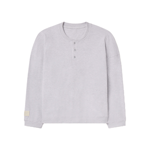 <b>Men's</b> <b>Long</b> <b>Sleeve</b> Knitted <b>Henley</b> T-Shirt Solid Color Regular Fit Casual Button Up Collar 100% Cotton Breathable - Product Image 1