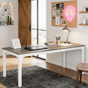 Tavolo per Laptop in Legno Massello, Scrivania per Computer per Casa e Ufficio, Superficie in Acciaio Inossidabile per Edifici Commerciali - Product Image 4