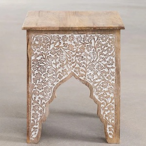 Vandana Terra Cresta Brown Wood Tone <b>Antique</b> Side <b>Table</b> - Product Image 3