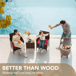 Compact 3 Pieces Outdoor Rattan <b>Bistro</b> <b>Set</b> PE Wicker Garden Furniture Conversation <b>Set</b> with Removable Cushion Covers - Product Image 5