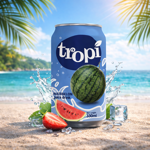 Jugo de Frutas Tropi 330ml – Sabor Sandía, Mangostán y Fresa – Bebida Enlatada con Certificación Halal, Proveedor OEM - Product Image 4