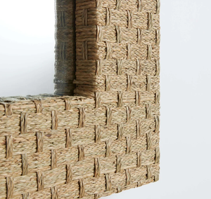 กระจกติดผนังทรงสี่เหลี่ยมผืนผ้า ทำจากหญ้าทะเล งานแฮนด์เมด กรอบหวายสาน ตกแต่งสไตล์โบโฮ กระจกธรรมชาติสำหรับตกแต่งบ้าน ห้องนั่งเล่น ห้องนอน - Product Image 2