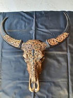 Crâne de buffle poli artisanal indien, style animalier, pour suspension murale et décoration de ferme