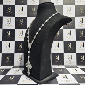 Collier pendentif croix SARVA en argent sterling 925 avec moissanite, chaîne de luxe en forme de croix chrétienne, émeraude ovale, poire, taille ronde VVS1, unisexe - Product Image 3