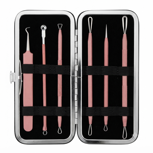 Kit de 6 outils pour l'élimination des points noirs et de l'acné du nez et du visage, extracteur de comédons, kit d'élimination des imperfections et des points blancs - Product Image 1