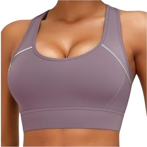 Sujetador deportivo de alto soporte para mujer |   Sujetador Deportivo Simple y Transpirable de Spandex/Nylon para Yoga y Gimnasio con Tirantes Ajustables, Cuello en U, 220 GSM - Product Image 2