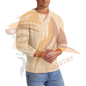 Suéteres de hombre 100% lana transpirable, suéteres de invierno holgados de color sólido con cuello redondo y manga larga, suéteres de punto personalizados para hombre - Product Image 6