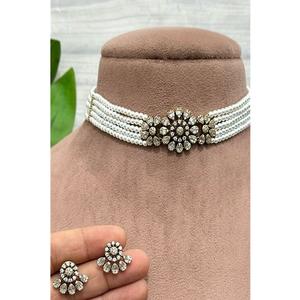 Ensemble collier et boucles d'oreilles de luxe en zircon plaqué argent de qualité supérieure, imitation perles, pour femme, cadeau de mariage - Product Image 2