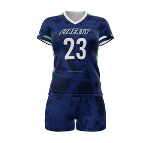 Venta al por mayor de uniformes de voleibol para niñas equipo personalizado Jersey y pantalones cortos transpirable tejido elástico ropa deportiva - Product Image 5